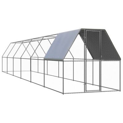 vidaXL Vonkajšia klietka pre sliepky 2x12x2 m pozinkovaná oceľ