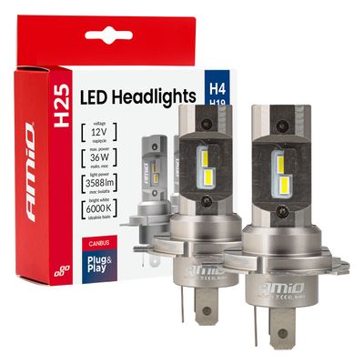 LED žárovky hlavného svietenia Séria H25 CANBUS H4 H19 12V 36W AMIO-04711