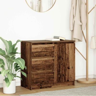 vidaXL Komoda so zásuvkou, staré drevo 71x35x65 cm, kompozitné drevo