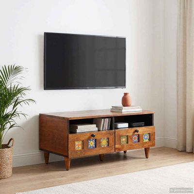 vidaXL TV skrinka s poličkou Orech 70 x 33 x 46 cm Masívne mango drevo