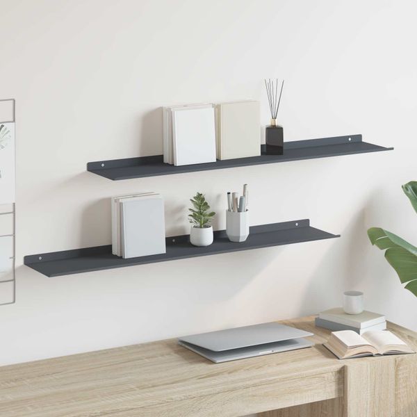 vidaXL Závesná polica 2 ks Antracit 100 x 18 x 2,5 cm Oceľ