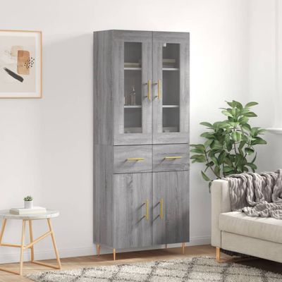 vidaXL Vysoká skrinka sivý dub sonoma 69,5x34x180 cm spracované drevo