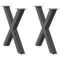 vidaXL Nohy k jedálenskému stolu v tvare X, 2 ks, antracitové, 70 x (72-73) cm, oceľ