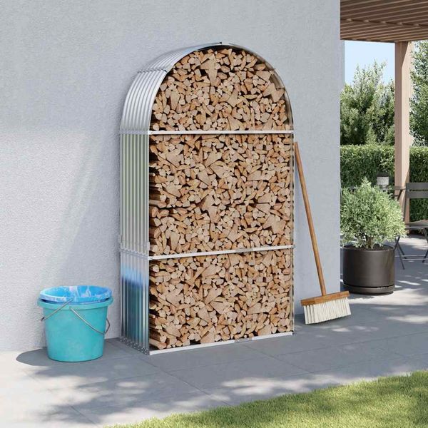 vidaXL Držiak na polená strieborný 120x45x210 cm pozinkovaná oceľ