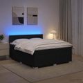 vidaXL Posteľ s boxspringom a matracom a LED Čierna 140 x 190 cm Látka