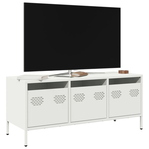 vidaXL TV skrinka biela 101,5x39x43,5 cm oceľ valcovaná za studena