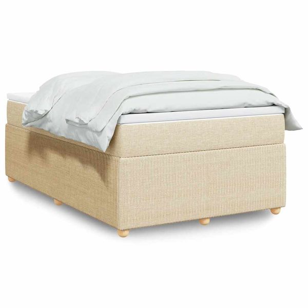 vidaXL Boxspring posteľ s matracom krémová 120x190 cm látka