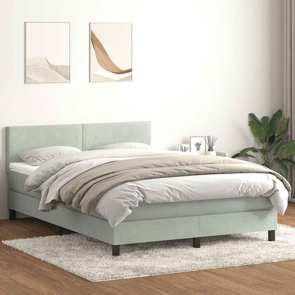 vidaXL Posteľný rám boxsping s matracom bledosivý 140x210 cm zamat