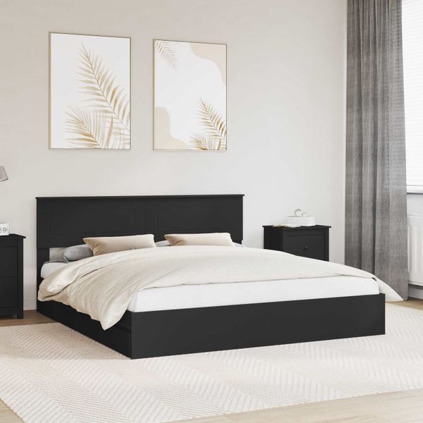 vidaXL Úložná posteľ so zásuvkou Čierna 200 x 200 cm Kompozitné drevo