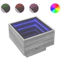 vidaXL Bočný stolík s LED sivá sonoma 40x40x30 cm kompozitné drevo