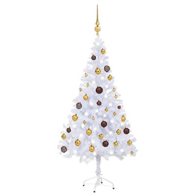 vidaXL Osvetlený umelý vianočný stromček+gule 120 cm, 230 vetvičiek