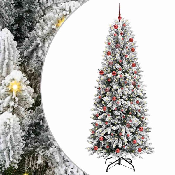 vidaXL Umelý vianočný stromček Biela 210 cm PVC a plast a oceľ a PE