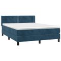 vidaXL Posteľný rám boxsping s matracom tmavomodrý 140x190 cm zamat