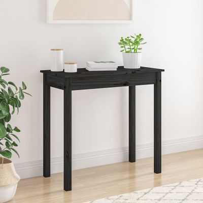 vidaXL Konzolový stolík čierny 80x40x75 cm masívne borovicové drevo