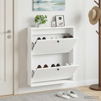 vidaXL Nástenný botník EDE 71 x 17 x 86 cm Kompozitné drevo Biela