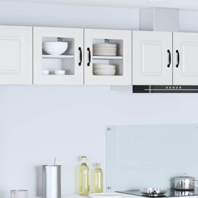 vidaXL Nástenný sklenený kabinet PORTO 2 pcs Biela 40 x 31 x 40 cm