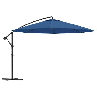 vidaXL Závesný záhradný slnečník, hliníková tyč 350 cm, modrý
