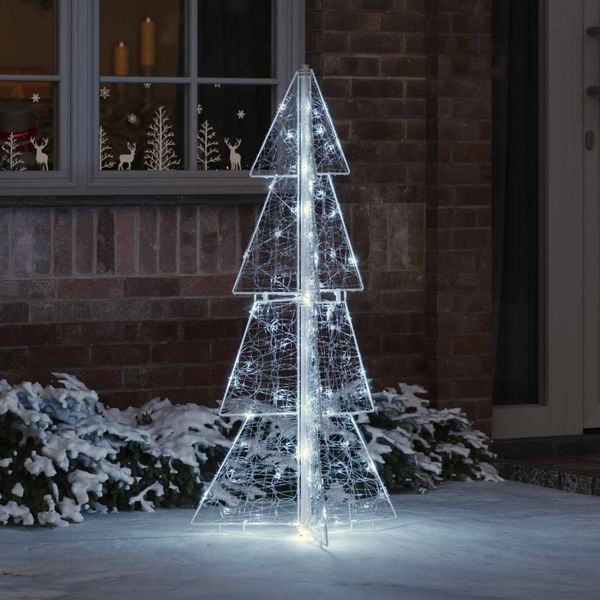 vidaXL Vianočný stromček s 100 LED-i Studená Biela 120 cm Akryl
