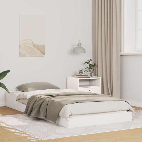 vidaXL Rám postele Biela 90 x 220 cm Masívne borovicové drevo