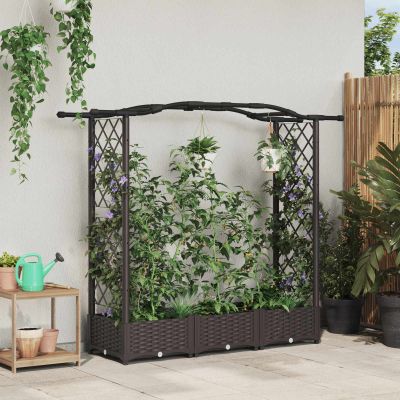 vidaXL Vyvýšený záhon s mriežkou a strechou Hnedá 169 x 40 x 123 cm PP