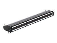 Prepojovací panel - CAT 6a - RJ-45 X 24 - hlboko čierna, RAL 9005 - 1U - 19"