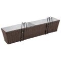 Sada ratanových trapézových kvetináčov pre balkón, 80 cm, 2 ks, hnedé