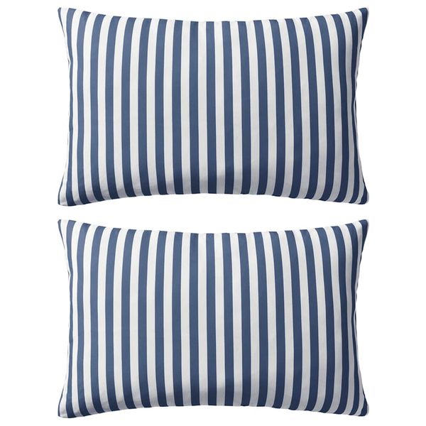 vidaXL Vankúše do exteriéru 2 ks pruhované 60x40cm tmavomodré
