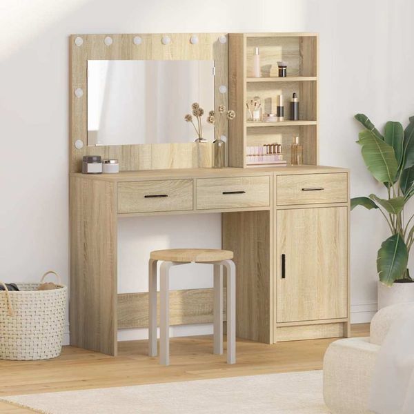 vidaXL Toaletný stolík so zásuvkou 2 pcs Hnedá Kompozitné drevo
