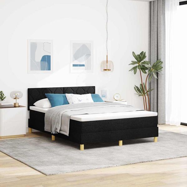 vidaXL Posteľ s pružinovým rámom s vankúšom Čierna 160 x 200 cm látka