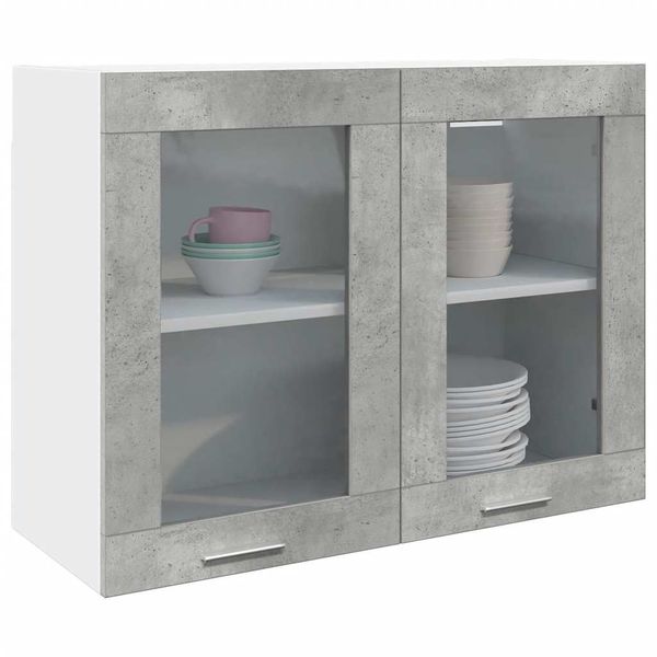 vidaXL Závesná presklená skrinka “Lyon” Concrete Grey 80x31x60 cm