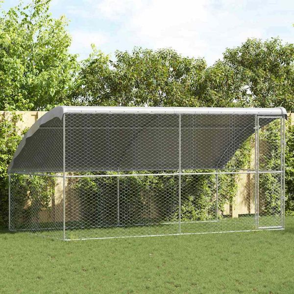 vidaXL Psí kennel 2 pcs Strieborná 4 x 2 x 2 m Pozinkovaná oceľ
