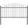 vidaXL Záhradný plot Woerden s vrchnou časťou v tvare oštepu, oceľový 170x150 cm, čierny