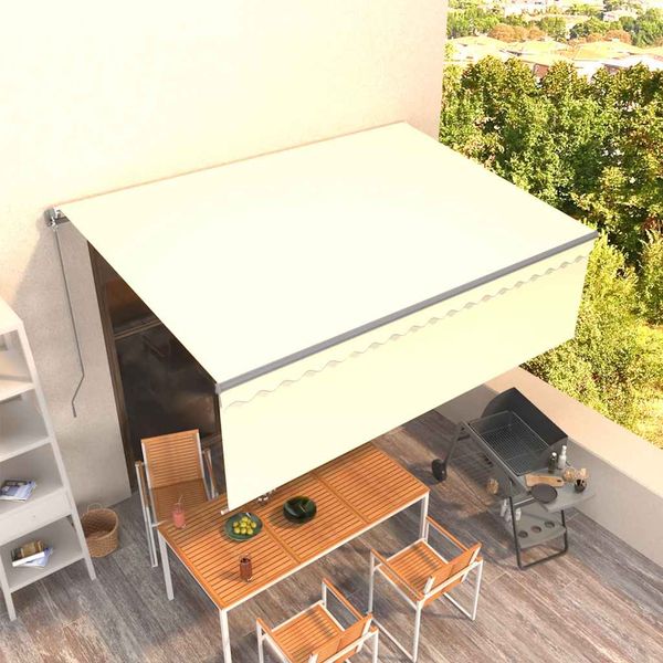 vidaXL Ručne zaťahovacia markíza s tienidlom 4x3 m krémová