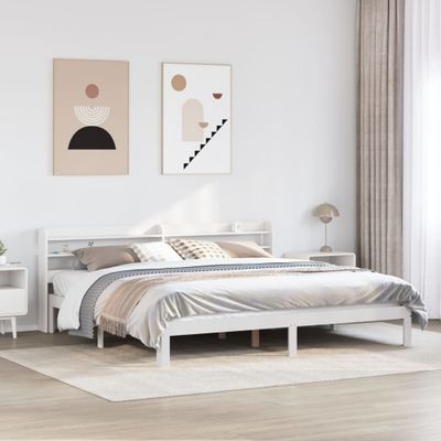 vidaXL Posteľný rám s čelom bez matraca biely 180x200 cm