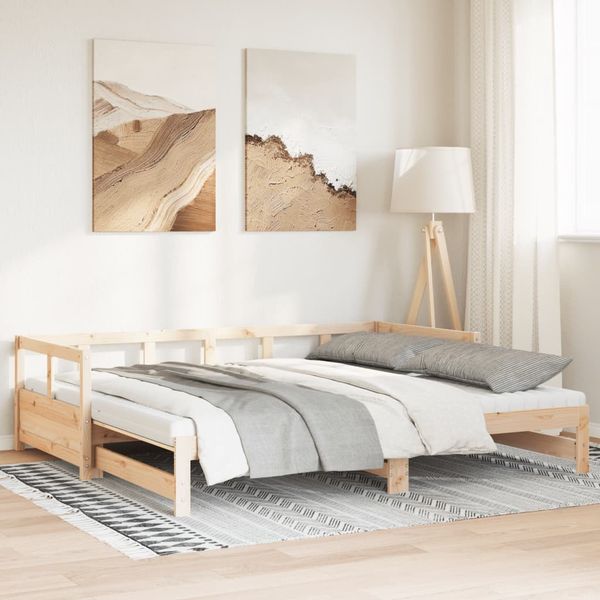 vidaXL Vysúvacia denná posteľ s matracmi 90x190 cm, borovica