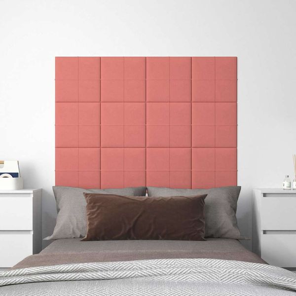 vidaXL Nástenné panely 12 ks ružové 30x30 cm zamatové 1,08 m²