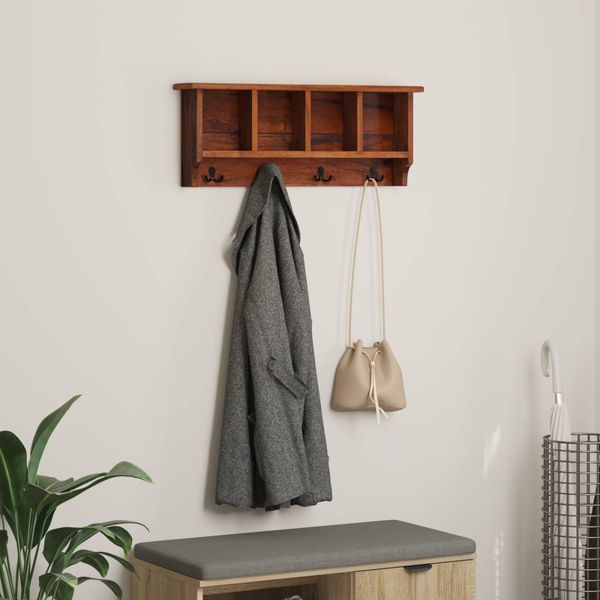 vidaXL Vešiak Hnedá 70 x 11 x 27 cm Masívne mahagónové drevo