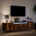 vidaXL TV nástenná skrinka s LED svetlami dymový dub 180x31x39,5 cm