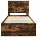 vidaXL Rám postele Dymová dub 90 x 200 cm Masívne borovicové drevo