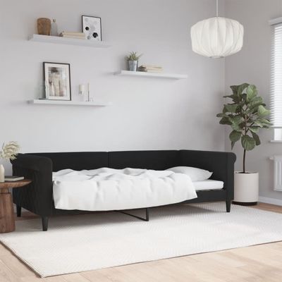 vidaXL Denná posteľ čierna 90x200 cm zamat