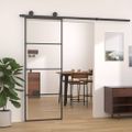 vidaXL Posuvné dvere hliník a sklo ESG 76x205 cm čierne