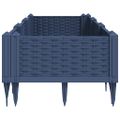 vidaXL Záhradný kvetináč s kolíkmi modrosivý 125x40x28,5 cm PP