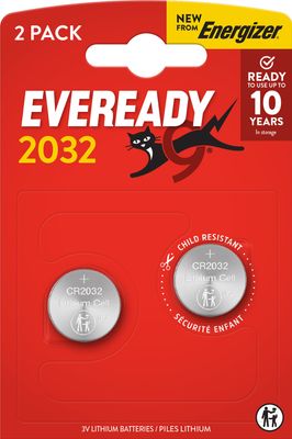 E304439500 Energizer Eveready Lithium CR2032 BP2