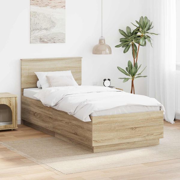 vidaXL Rám postele Sonoma dub 90 x 200 cm Kompozitné drevo