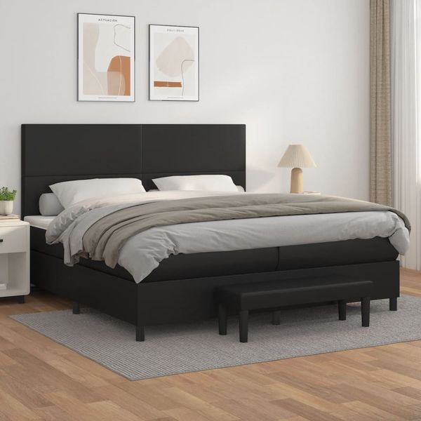 vidaXL Boxspring posteľ s matracom čierna 200x200 cm umelá koža