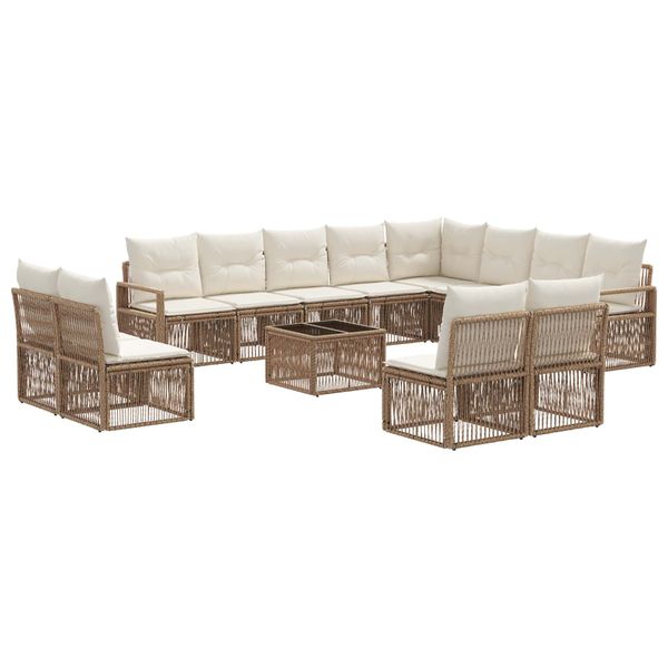 vidaXL Súprava záhradných pohoviek 13 pcs Béžová polyratan