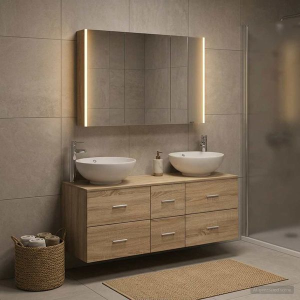 vidaXL Sada kúpeľňového nábytku 4 pcs Dub sonoma