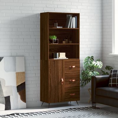 vidaXL Vysoká skrinka hnedý dub 69,5x34x180 cm spracované drevo