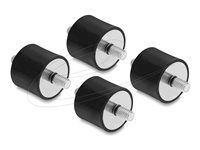 Delock - Tlmič vibrácií - M6 x 1 mm, 25 mm priemer, 20 mm výška, s 2 x vonkajším závitom - čierna (balenie 4)