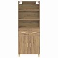 vidaXL Highboard Remeselný dub 69,5 x 34 x 180 cm Kompozitné drevo